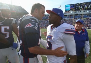 Not quite yet: Tom Brady isn't ready to give control of the division to Taylor and the Bills (Getty Images)